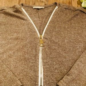 Joan Vass Textured Tunic with Gold Zipper